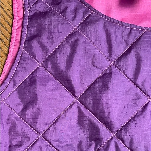REI Purple quilted Dress, snap closure over the shoulders, size 2T, pink lining - Picture 3 of 9